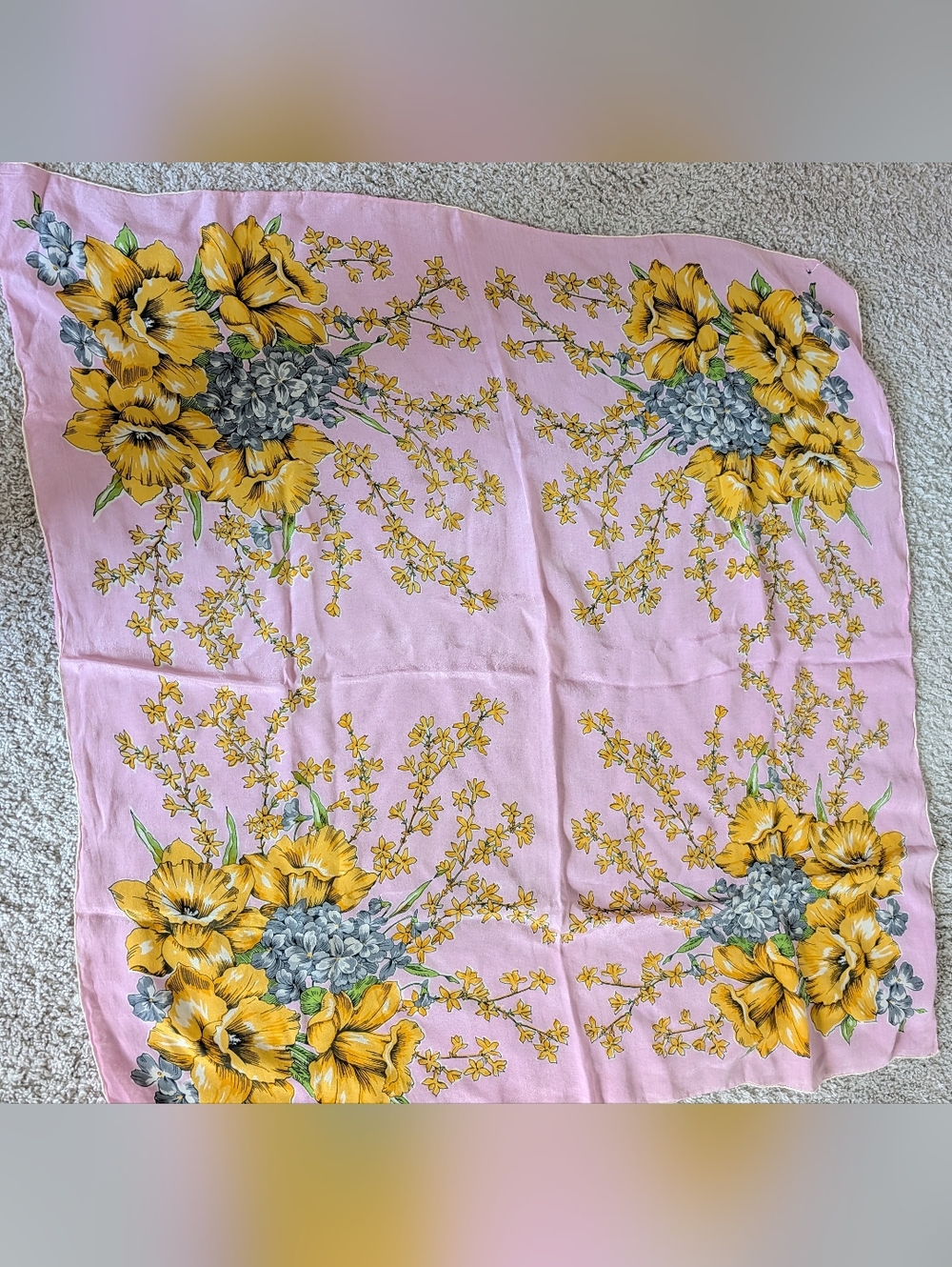 Vintage Pink floral 31"X31" Scarf Beautiful Colors